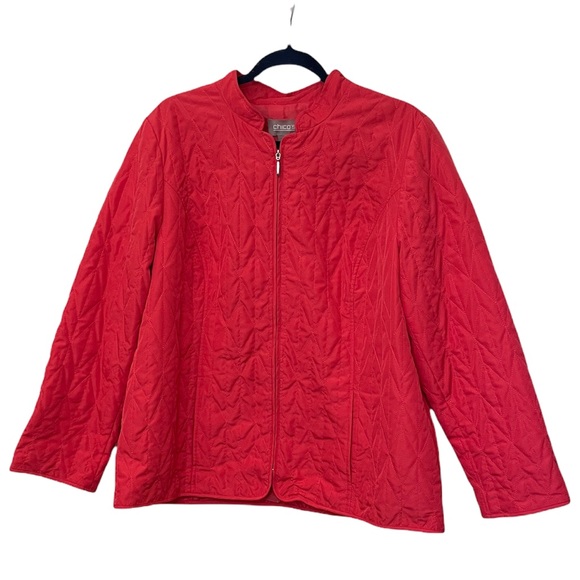 Chico's Jackets & Blazers - Chico’s Size 3 XL 16 Coral Quilted Zip Up Jacket EUC
